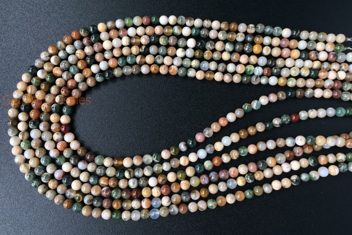 15.5" 4mm natural green ocean jasper Agate round semi precious stone beads