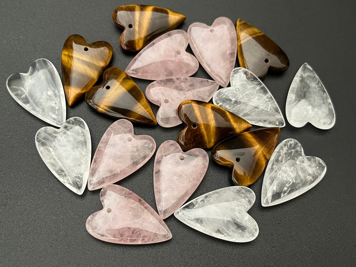1PC 20x30mm Natural rock crystal quartz heart pendant