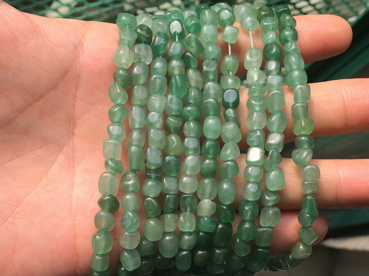 15.5" natural 3~5mm green aventurine stone Pebble beads