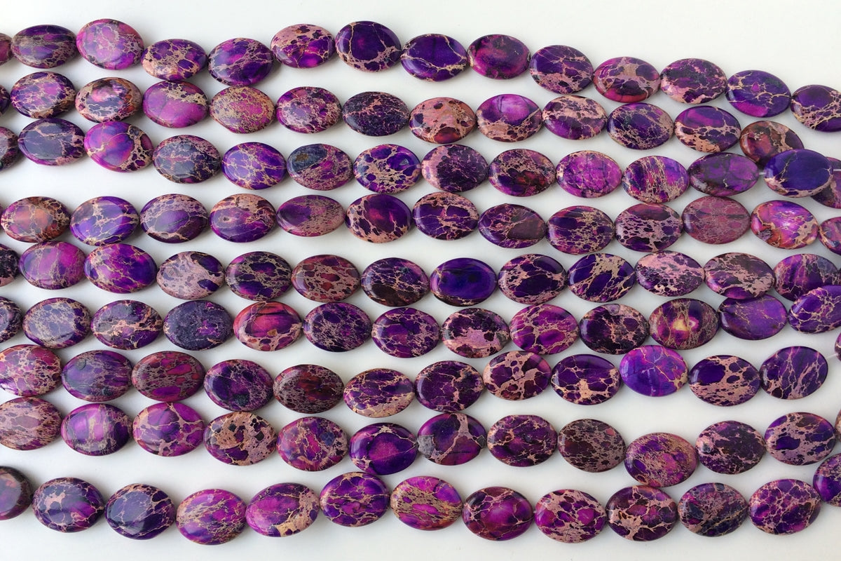15.5" 18x25mm purple Sea Sediment oval beads,emperor jasper oval beads,impression jasper, Aqua Terra Jasper