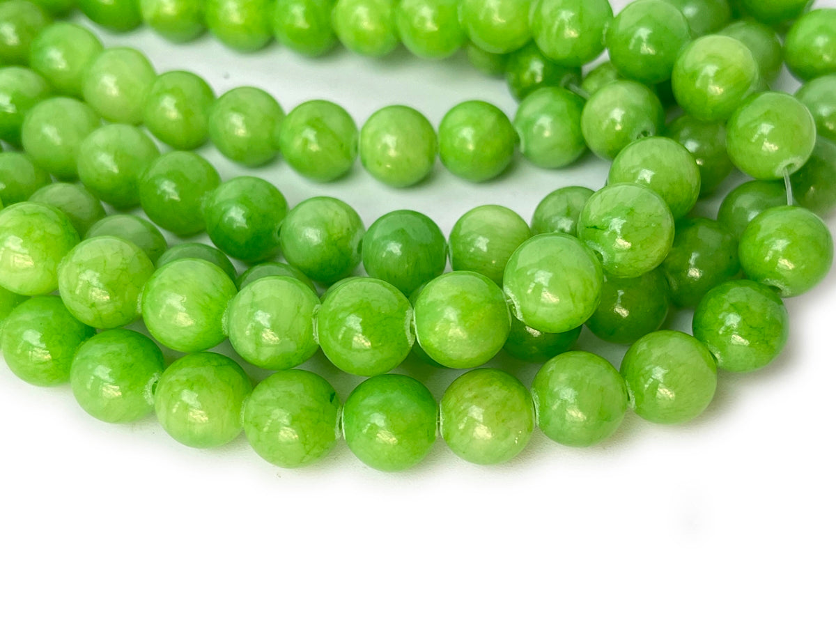 15.5" 8mm/10mm/12mm green dyed jade Round beads gemstone