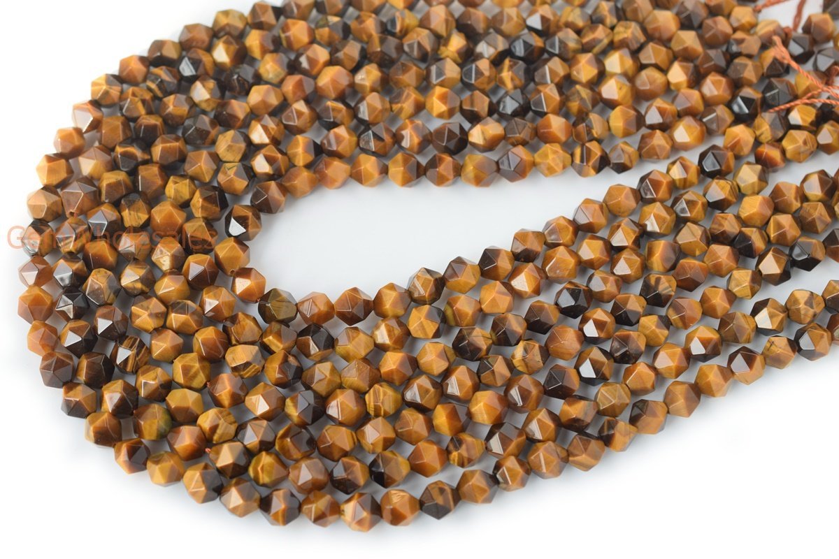 15.5" Yellow tiger eye faceted beads 8mm/10mm,  yellow color semi-precious stone