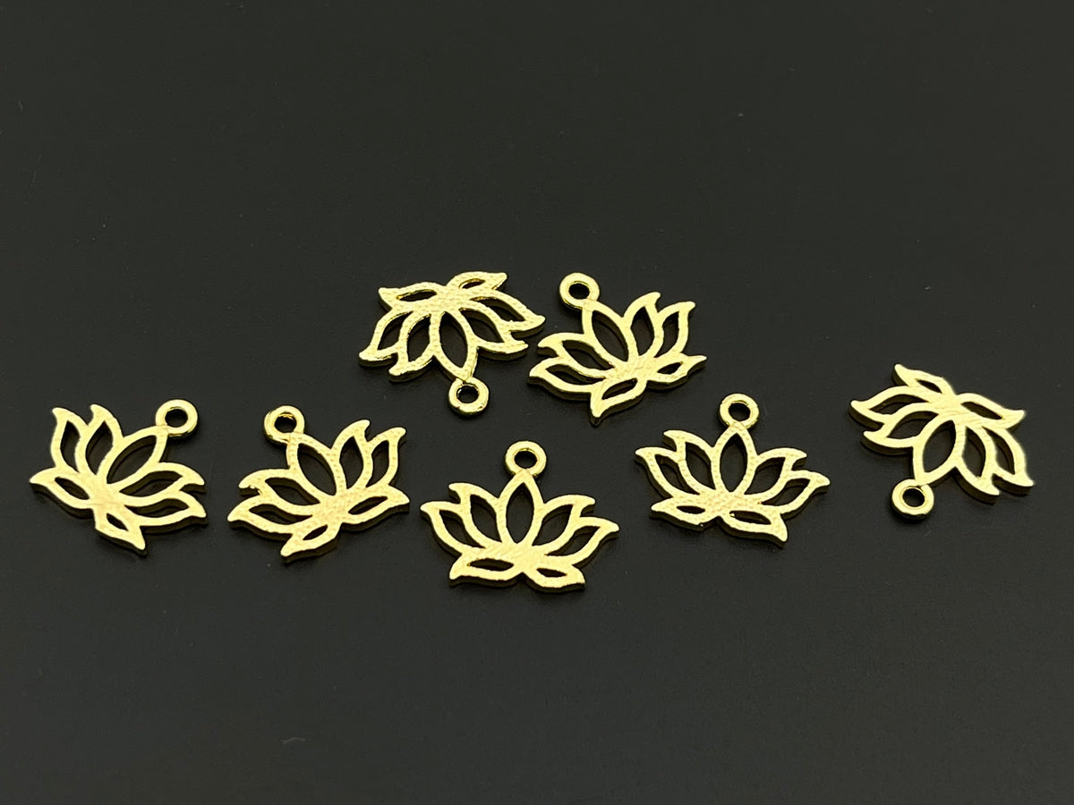 5PCS 8x12mm gold plated brass lotus charms, jewelry findings