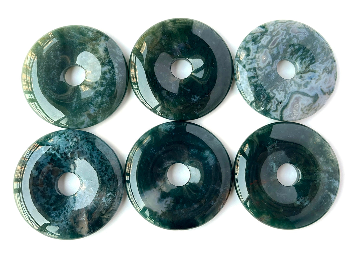 1PC 50mm natural green moss agate Round donut pendant