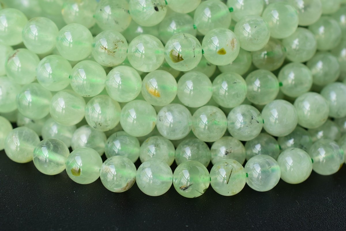 15.5" 6mm Natural green prehnite stone Round beads A