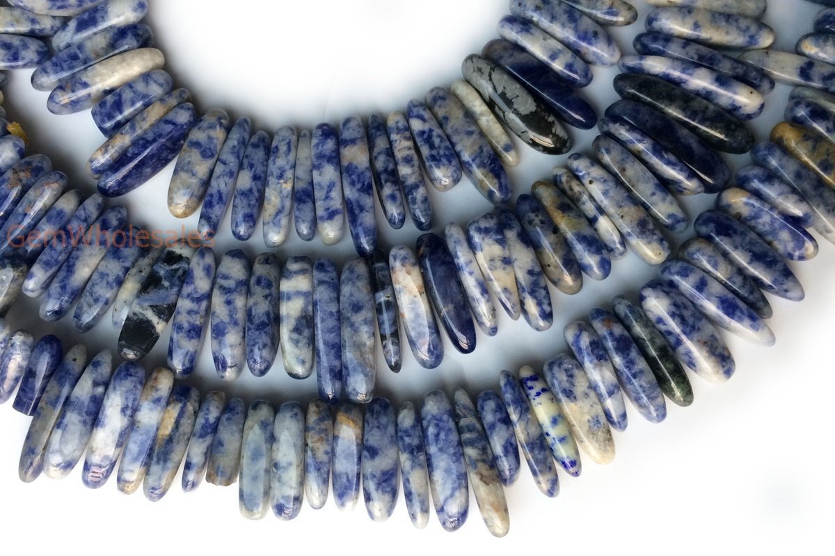 15.5" Natural blue spot stone tooth chips 15~20mm,long spike