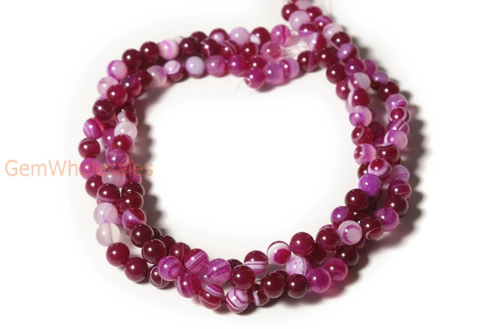 15" 6mm/8mm purple stripe Agate Round beads Gemstone