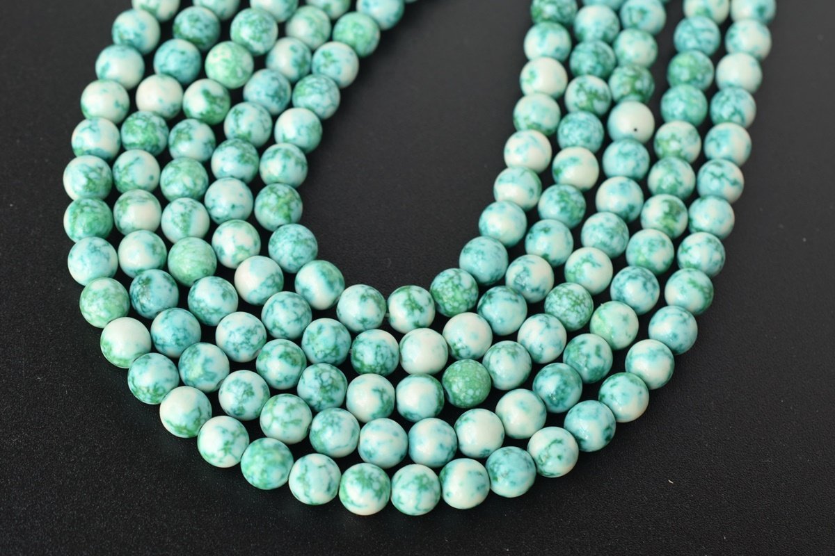 15.5" 8mm Dyed green rain flower stone,mix color rain flower jasper beads