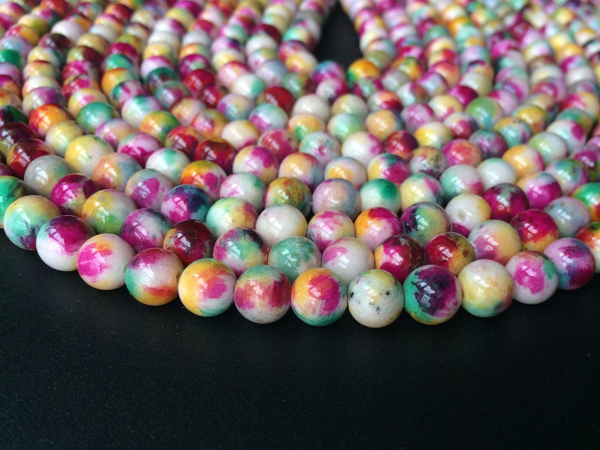 15.5" 8mm Dyed Yellow Green purple red round jewelry beads