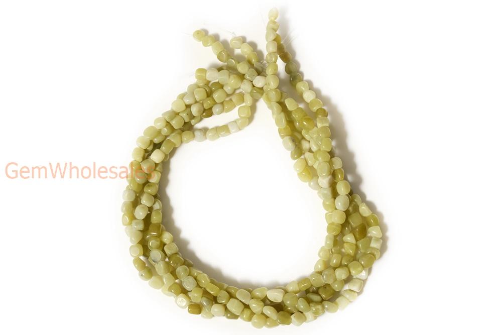 15.5" 5~7mm Natural Olive jade pebbles beads,potato beads, small nugget beads,Serpentine pebbles
