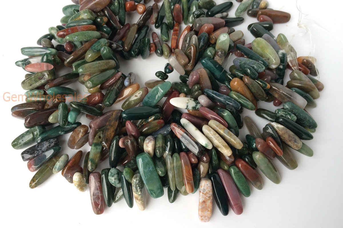 15.5" natural 15~20mm green Indian agate Chips beads Gemstone