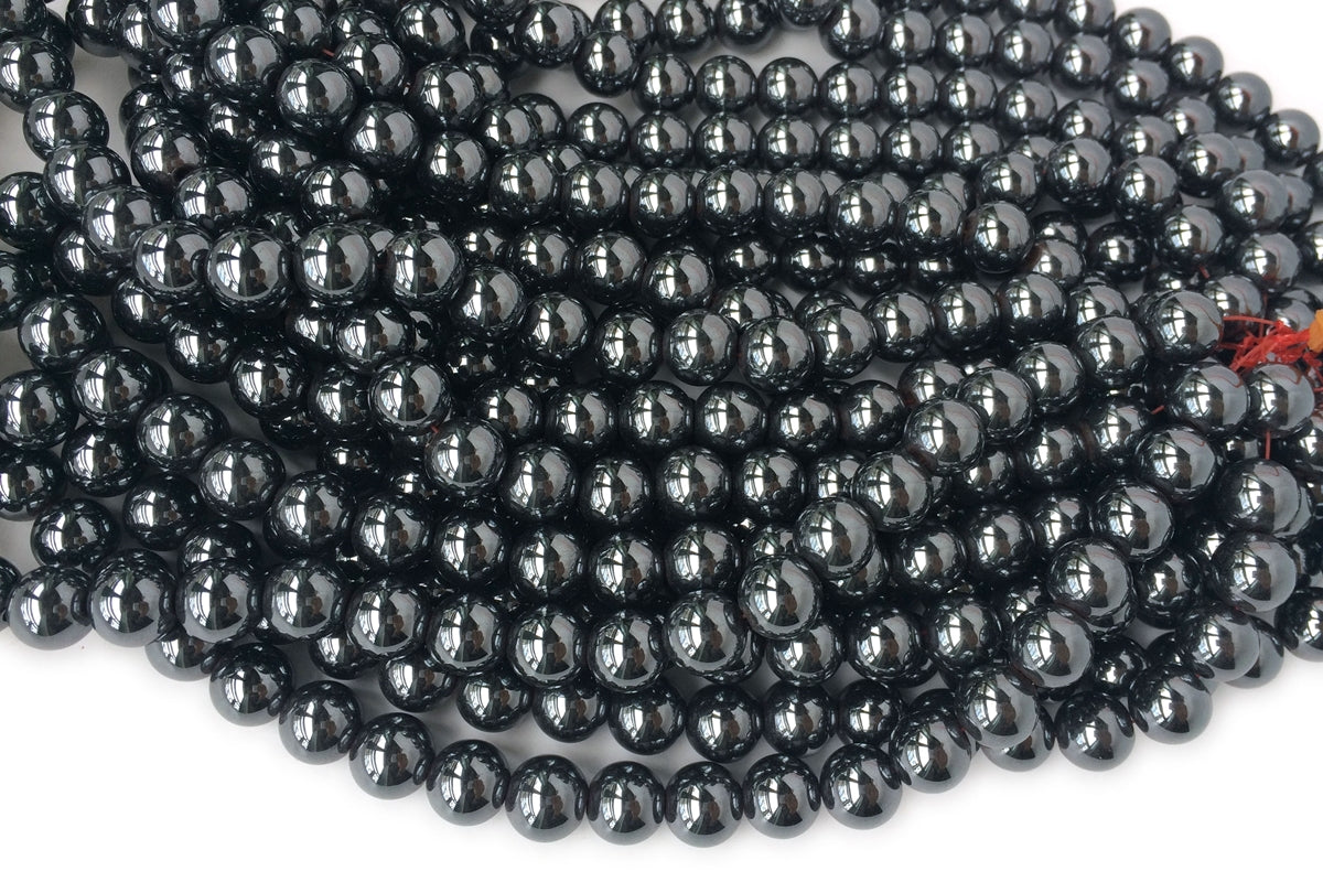 15.5" 10mm Natural Hematite stone round beads, 2mm hole