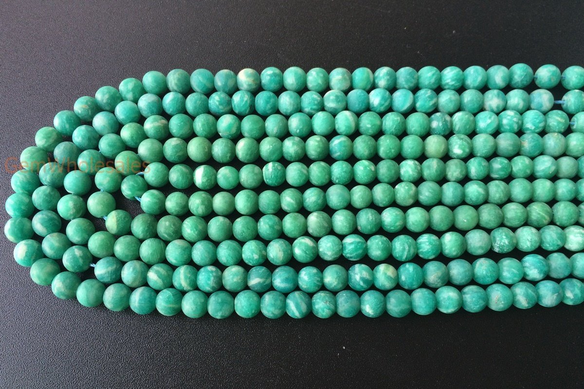 15.5" Natural Matte/frosted Russian amazonite 4mm/6mm round beads