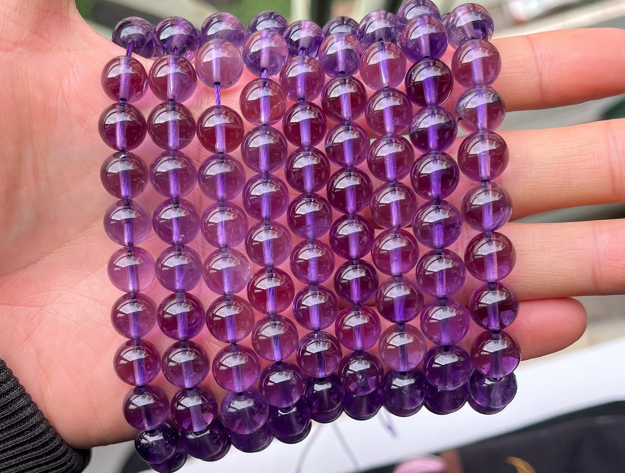 15.5" 8mm/10mm 5A Natural light middle amethyst round beads
