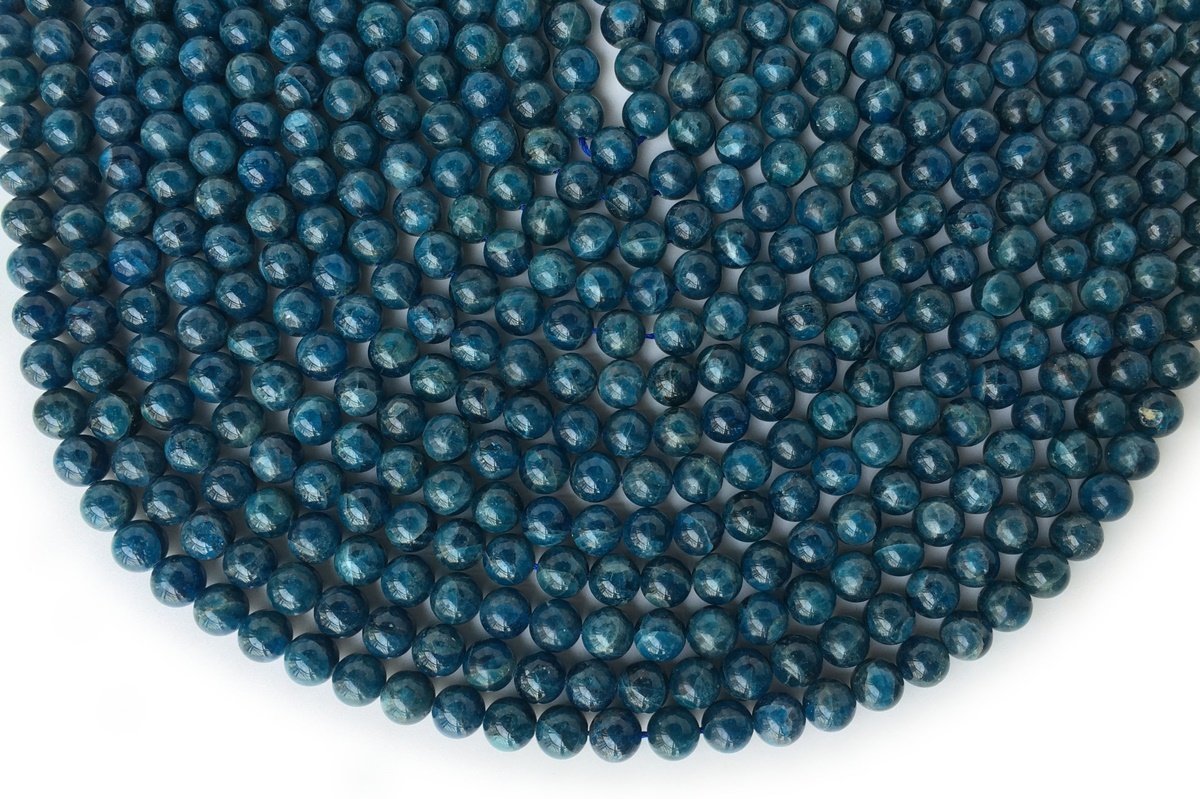 15.5" 6mm/8mm natural apatite dark blue stone round beads,AA