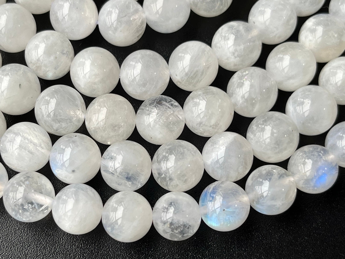 10mm AA Natural Blue shinning white Moonstone round beads