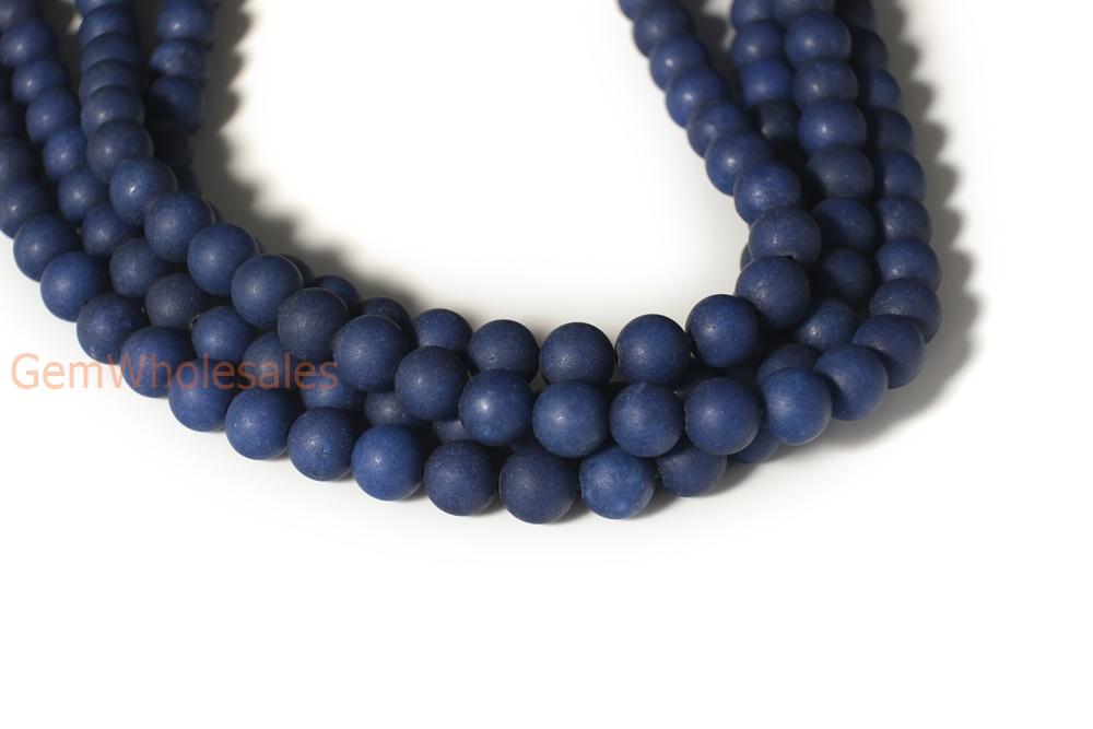 15.5" 6mm/8mm/10mm matte lapis dark blue dyed jade Round beads