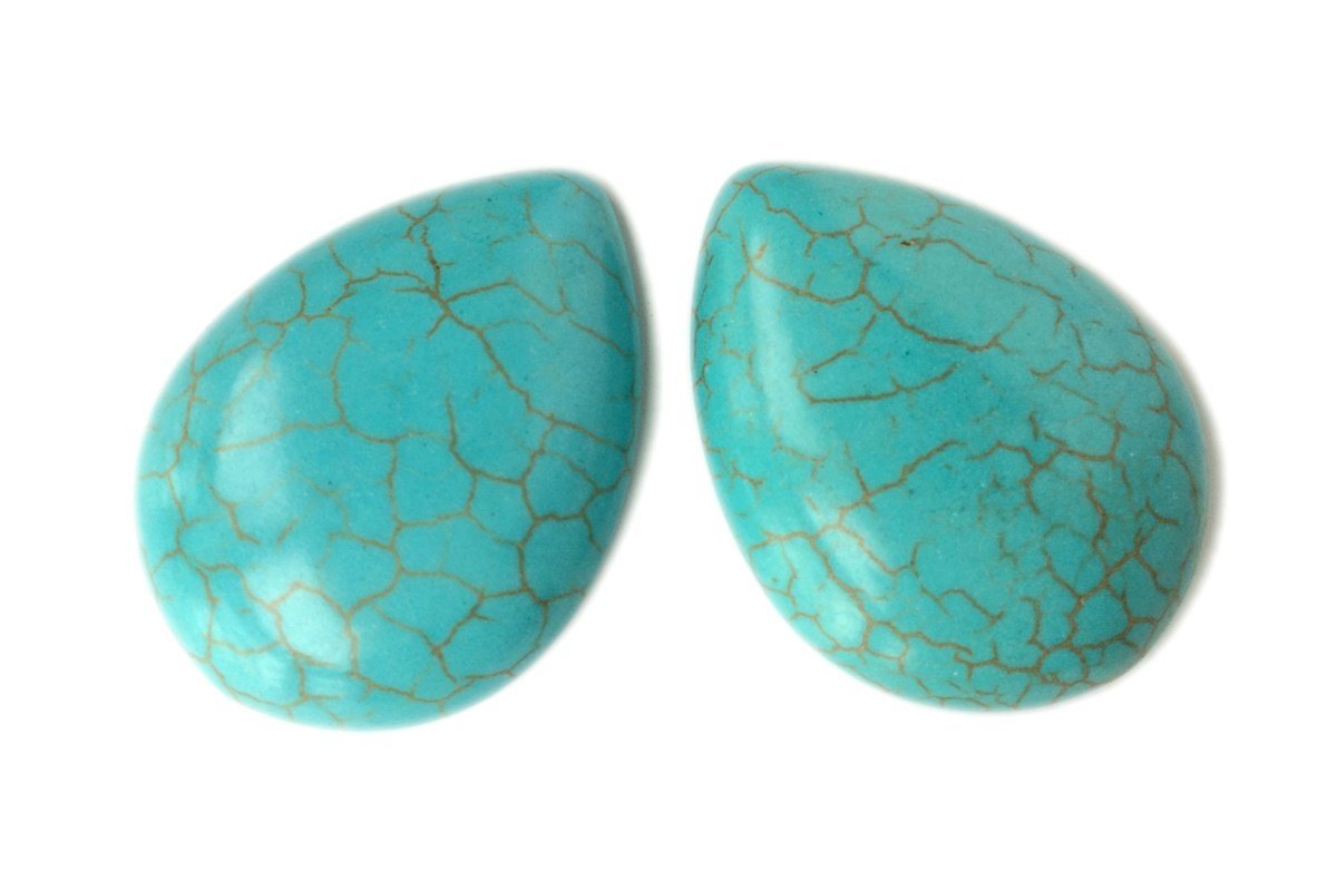 1PC 30x40mm Blue turquoise howlite flate teardrop cabochon,