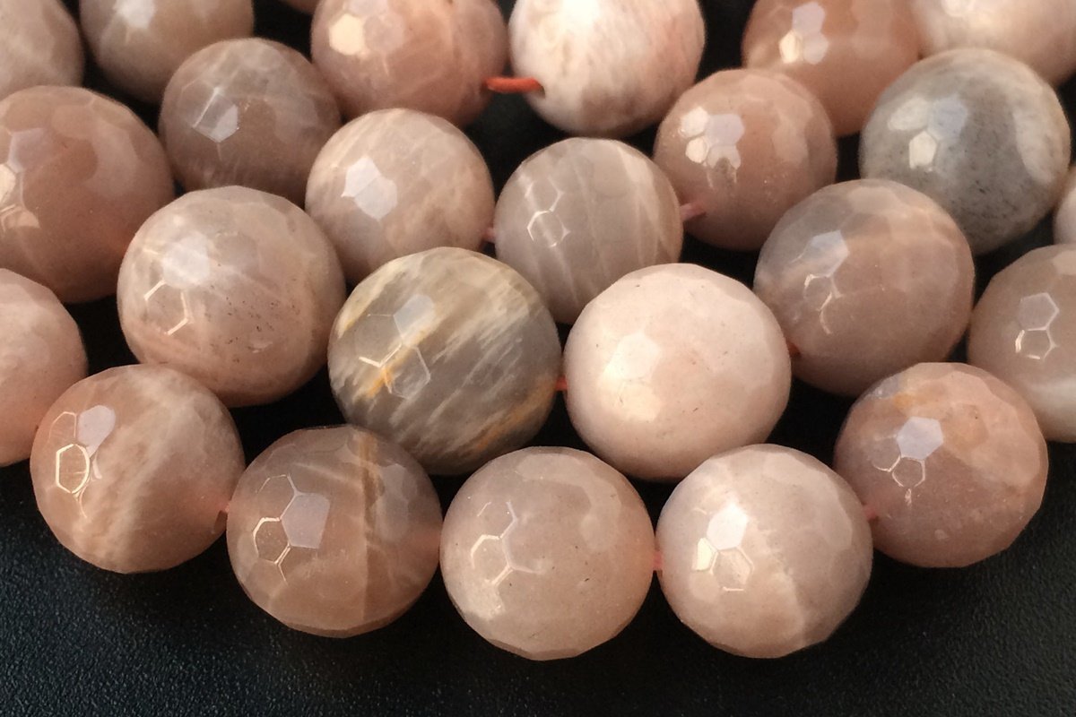15.5" Natural Sunstone 12mm/14mm round 128 faceted beads