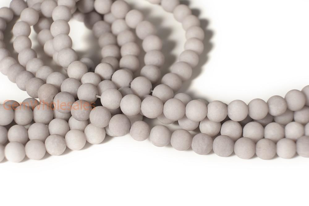 15.25" 6mm/8mm/10mm/12mm matte grey dyed jade Round beads