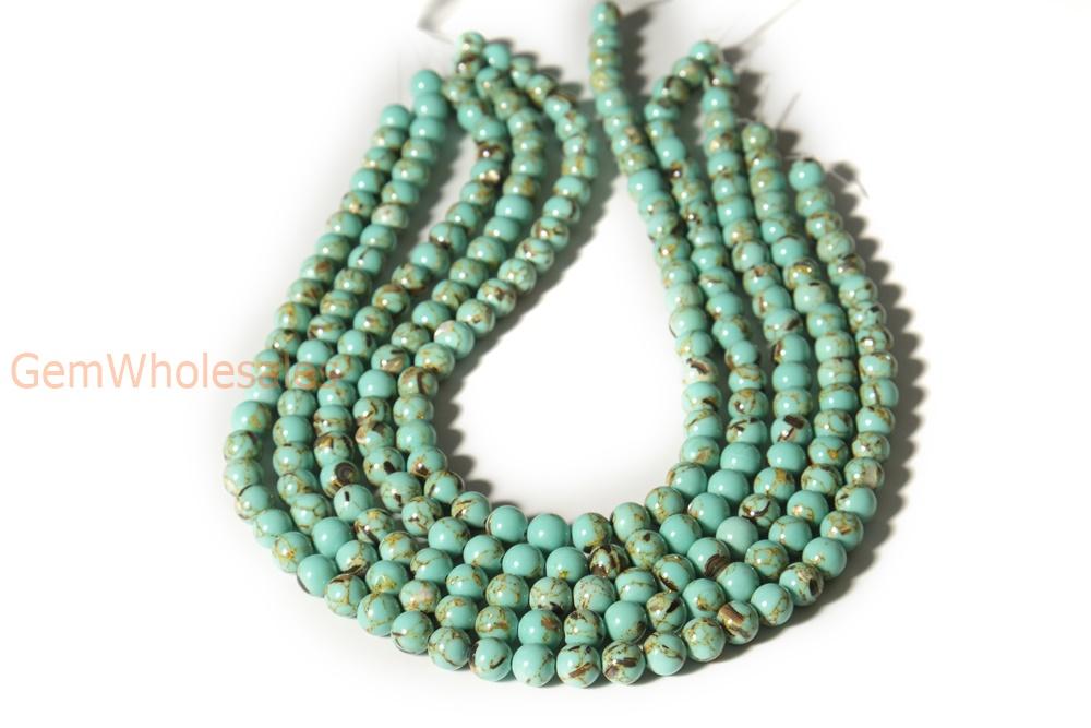 15.5" 8mm Green Turquoise Beads With Shell Inlay round jewelry beads