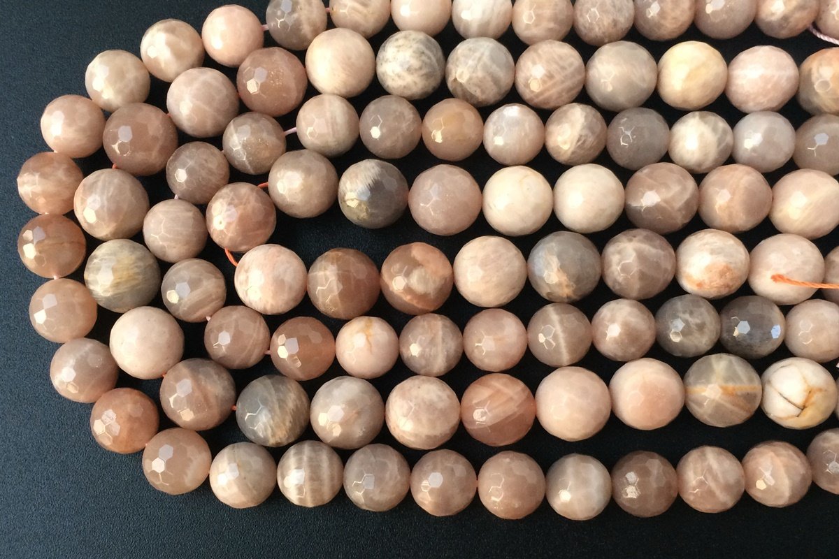 15.5" Natural Sunstone 12mm/14mm round 128 faceted beads