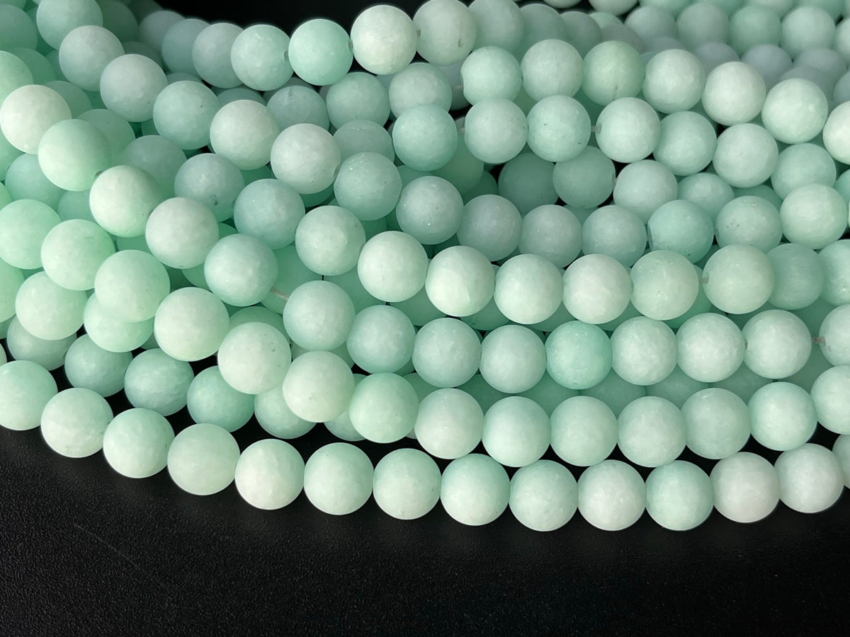 15" 6mm matte mint green dyed jade Round beads