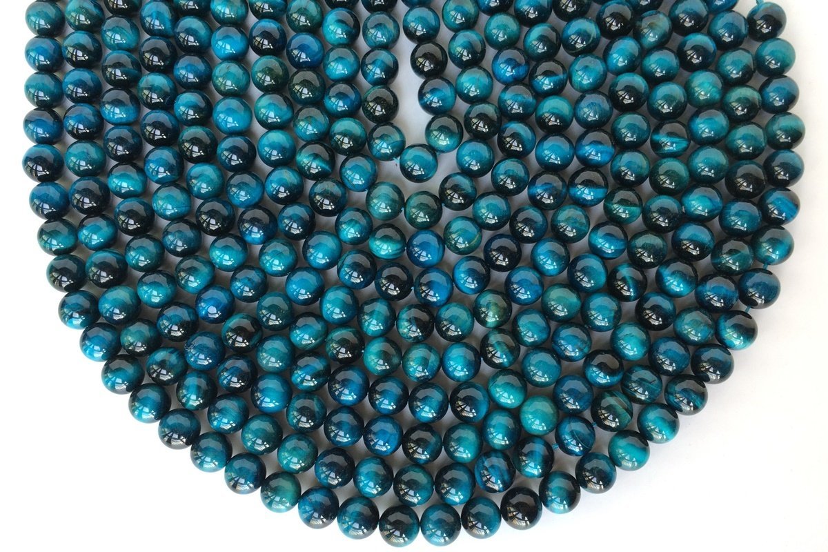 15.5" 8mm/10mm/12mm light ocean Blue tiger eye stone round beads