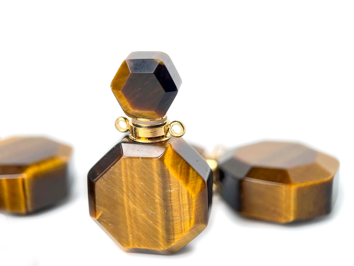 20x35mm Natural Yellow tiger eye stone Octagon perfume bottle