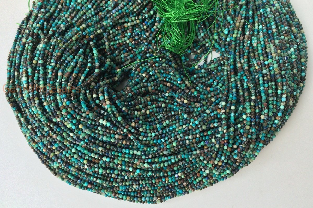 15.5" 2mm Turquoise Chrysocolla Tiny Round Micro faceted beads