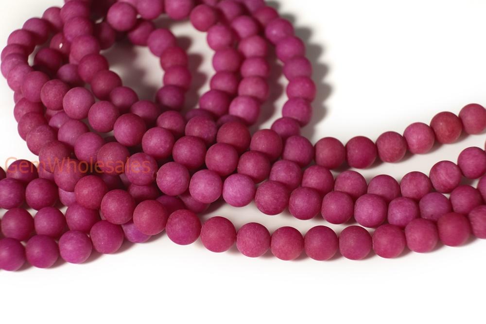 15.25" 10mm matte red dyed jade Round beads gemstone