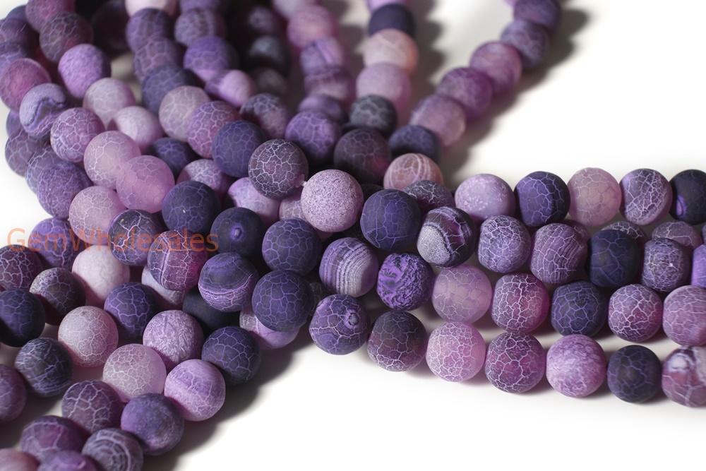 15" 6mm/8mm/10mm/12mm purple dream fire dragon veins frosted Agate Round beads Gemstone