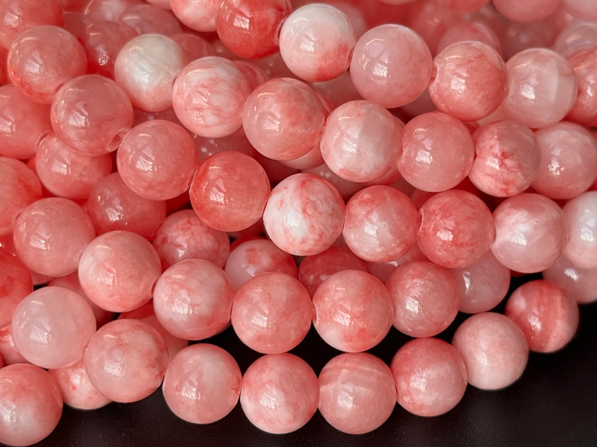 15.5" 8mm pink red dyed jade Round beads