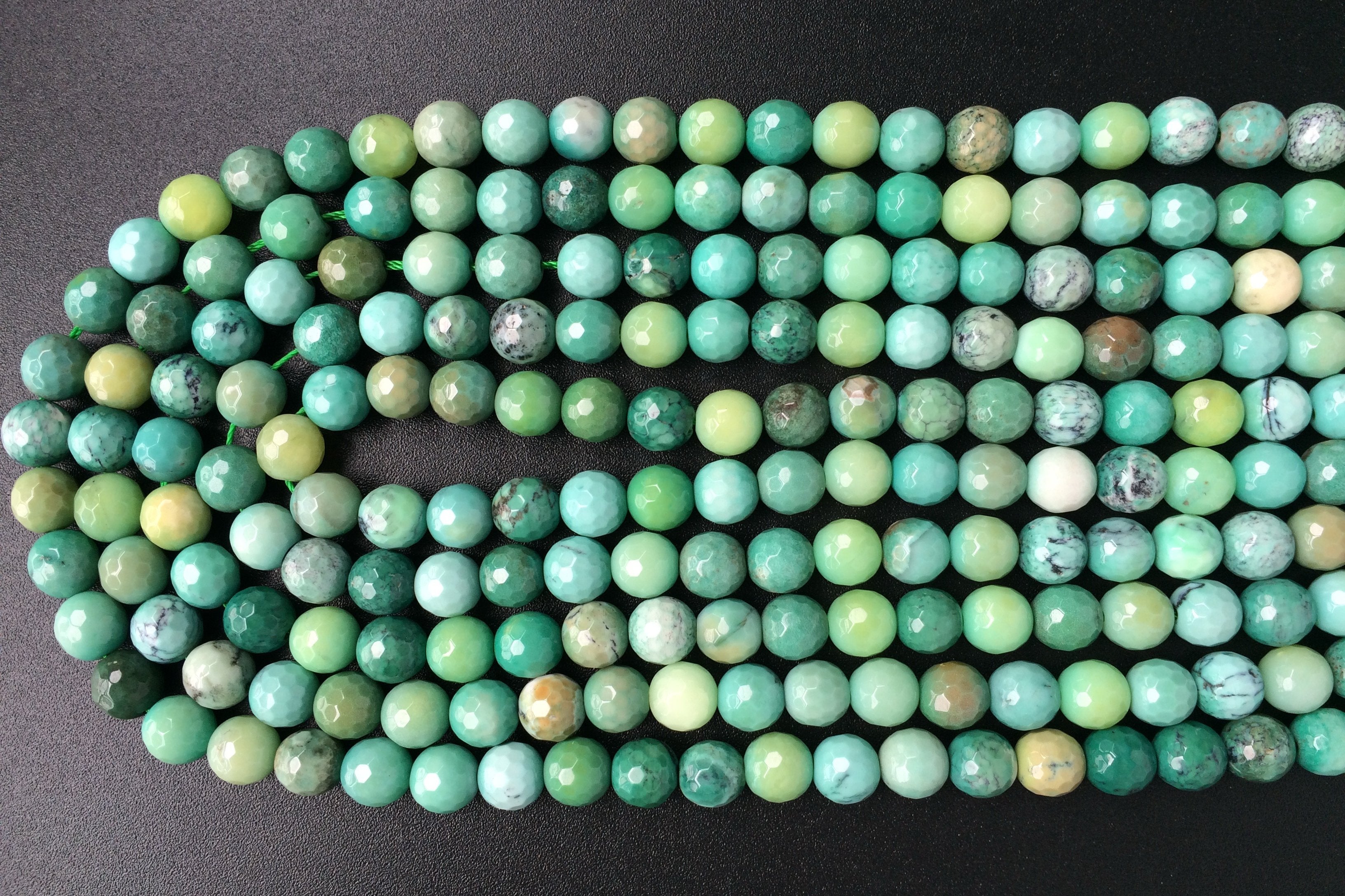 15.5" Natural Moss Green Opal 10mm/12mm/14mm round 128 faceted beads, Natural Green gemstone