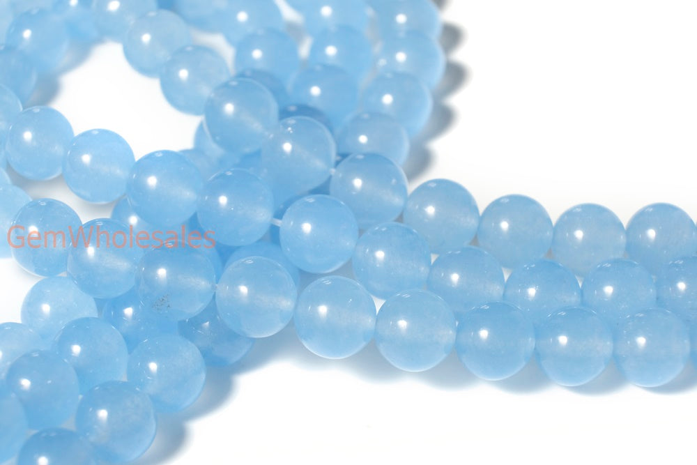 15" 6mm/8mm blue Malaysian jade Round beads gemstone