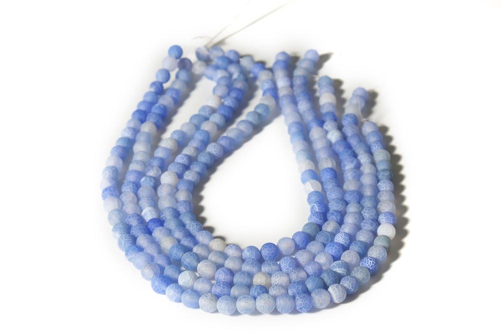 15" 6mm/8mm/10mm/12mm blue dream fire dragon veins frosted Agate Round beads Gemstone