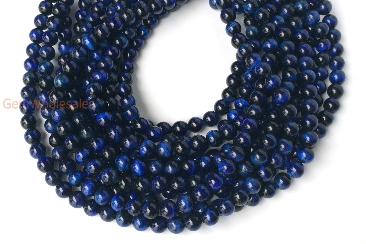 15.5" 8mm/10mm/12mm Dyed Dark Blue tiger eye round stone beads