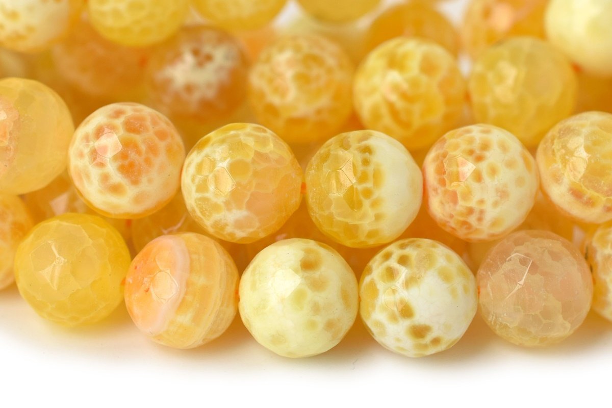 15" 8mm/10mm/12mm yellow fire Agate Round beads Gemstone