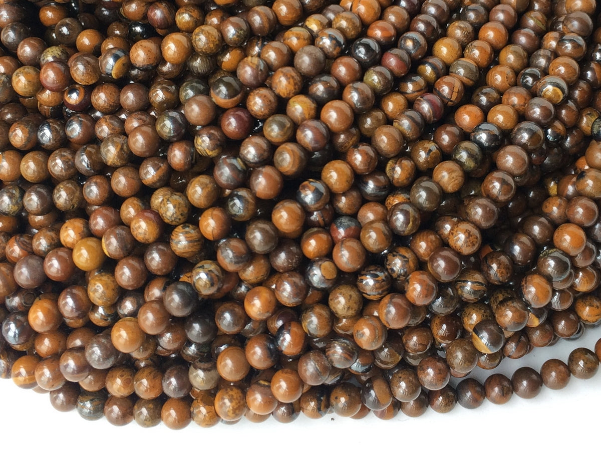 15.5" 4mm Natural yellow iron tiger eye stone round beads