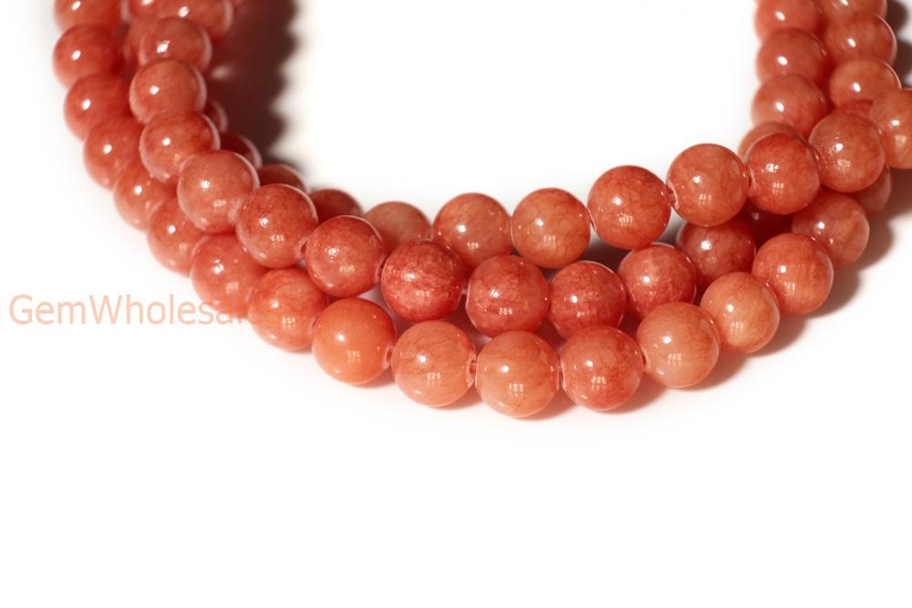 15.5" 10mm/12mm orange dyed jade Round beads gemstone