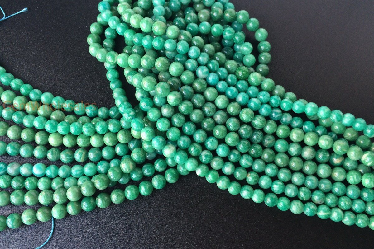 15.5" Natural Russian amazonite 4mm/6mm round beads, AA Green gemstone