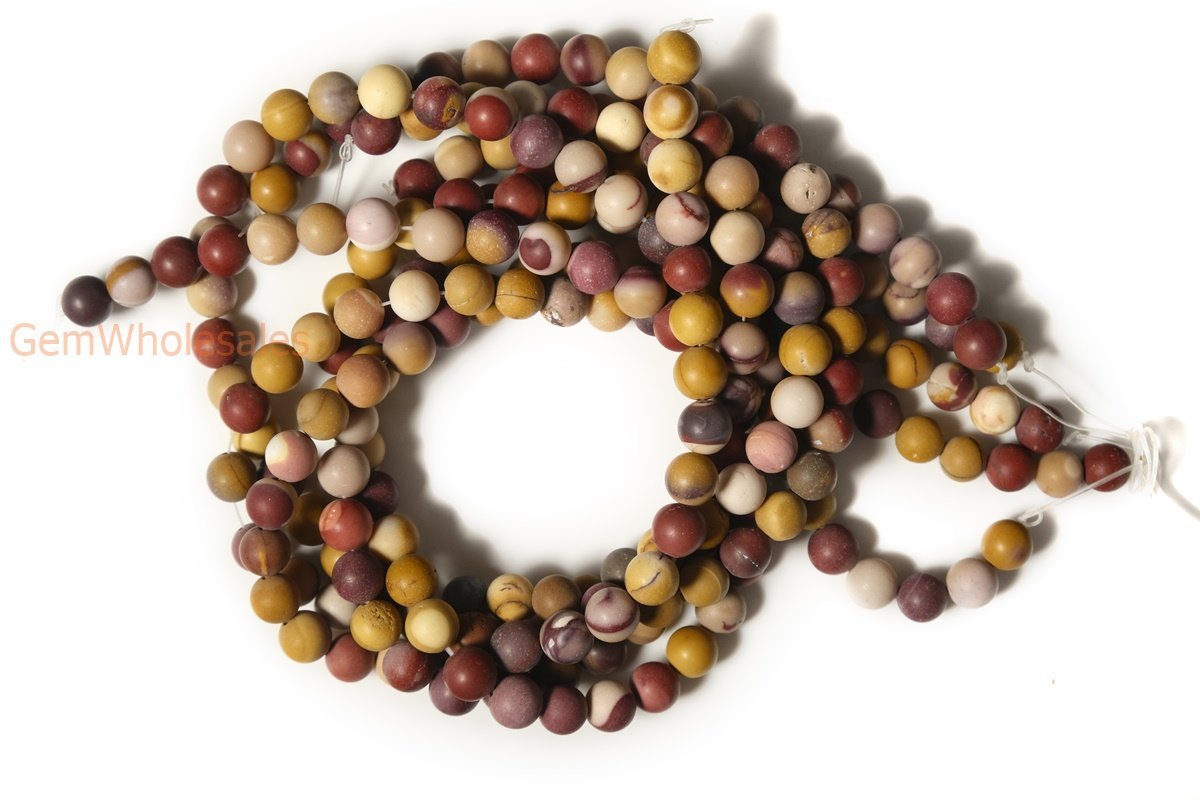 15.5" 8mm/10mm Natural Matte moukaite/mookaite jasper round beads, frosted moukaite beads