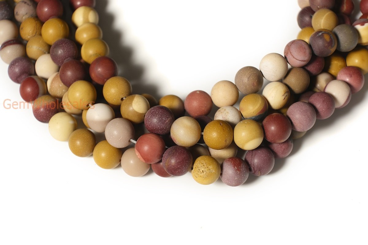 15.5" 8mm/10mm Natural Matte moukaite/mookaite jasper round beads, frosted moukaite beads