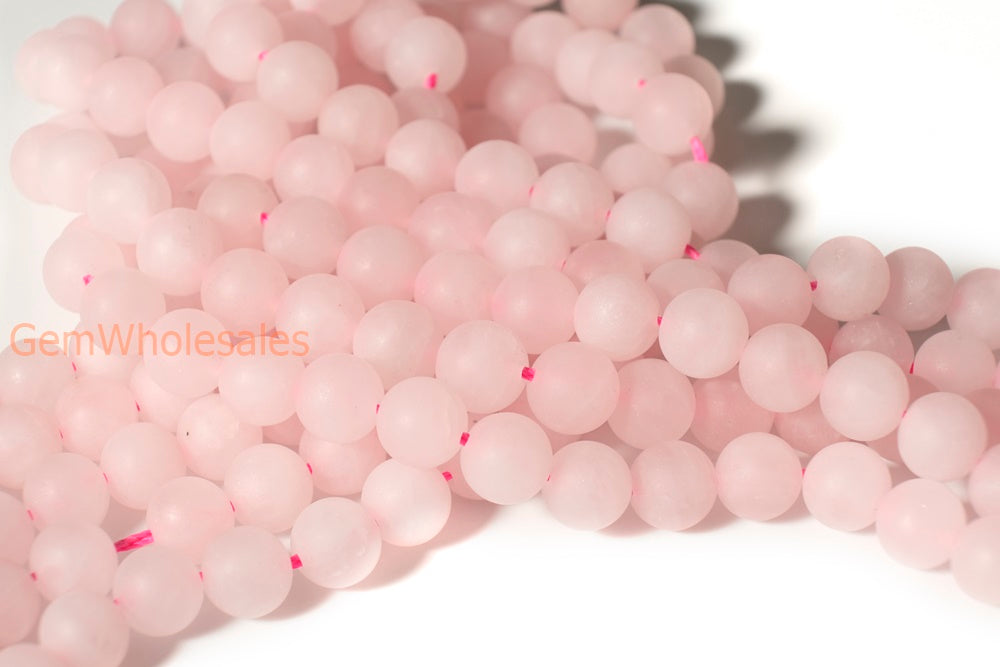 15.5" 4mm Natural Matte/frosted Rose quartz round beads