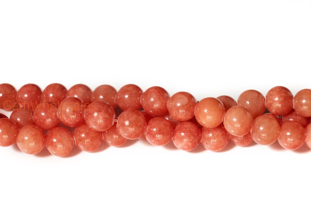 15.5" 6mm/8mm orange dyed jade Round beads gemstone