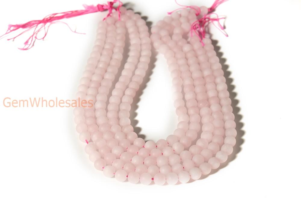 15.5" 6mm Natural Matte/frosted Rose quartz round beads