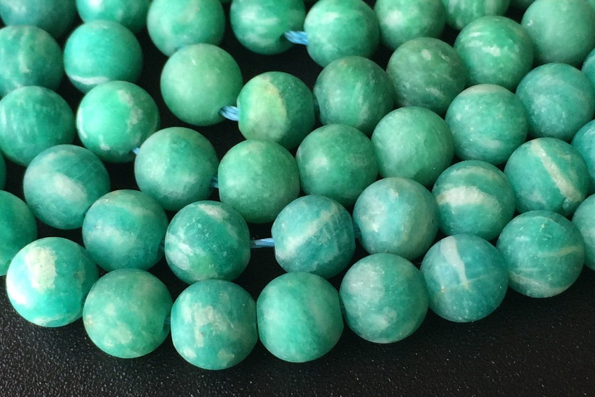 15.5" Natural Matte/frosted Russian amazonite 4mm/6mm round beads