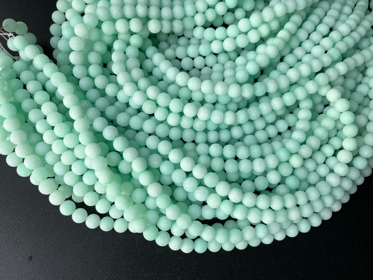 15.25" 8mm/10mm/12mm matte mint green dyed jade Round beads