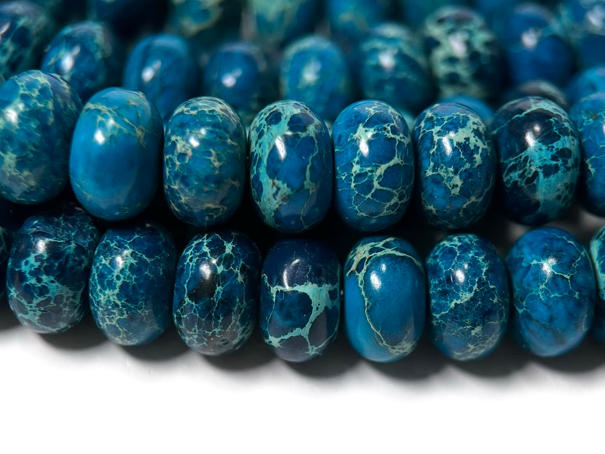 15.5" 5x8mm blue emperor jasper/Sea Sediment rondelle/roundel beads