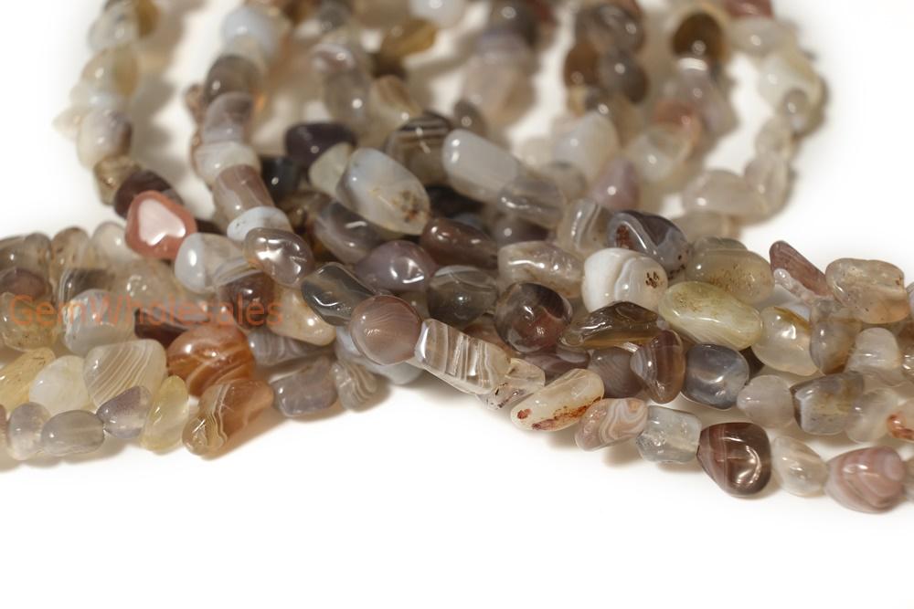 15.5" natural 3~5mm brown botswana Agate Pebble beads Gemstone